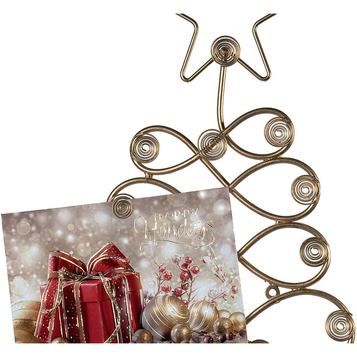 Red Co. Christmas Tree Card Holder Wall Mounted Decorative Rack in Bronze Finish - 34" H