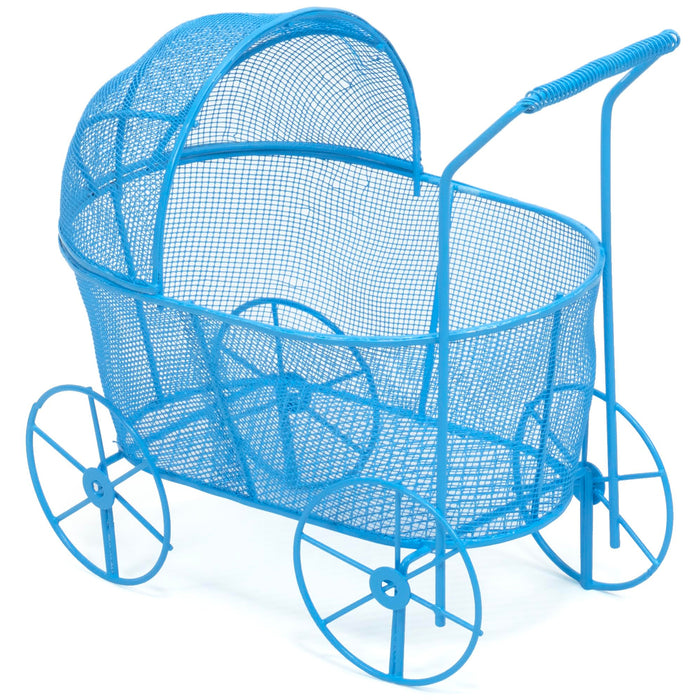 Red Co. Adorable Baby Shower Centerpiece, Decorative Stroller Carriage Basket, Blue, 8-inch