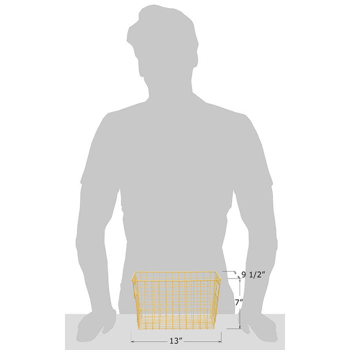 Red Co. 13” x 9.5” Rectangular Metal Wire Dog Toy Storage Basket with Handles, Yellow