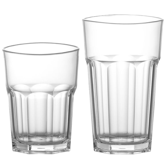 Red Co. Set of 12 Heavy Duty Clear Classic Acrylic Outdoor Mixed Drinkware Rocks Tumblers, 14 Fl Oz Lowball and 20 Fl Oz Highball Glasses