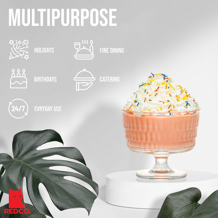 Red Co. Set of 6 Clear Glass 8 Fl Oz Footed Dessert Bowl Cups for Ice Cream, Parfait, Fruit Salad, or Pudding