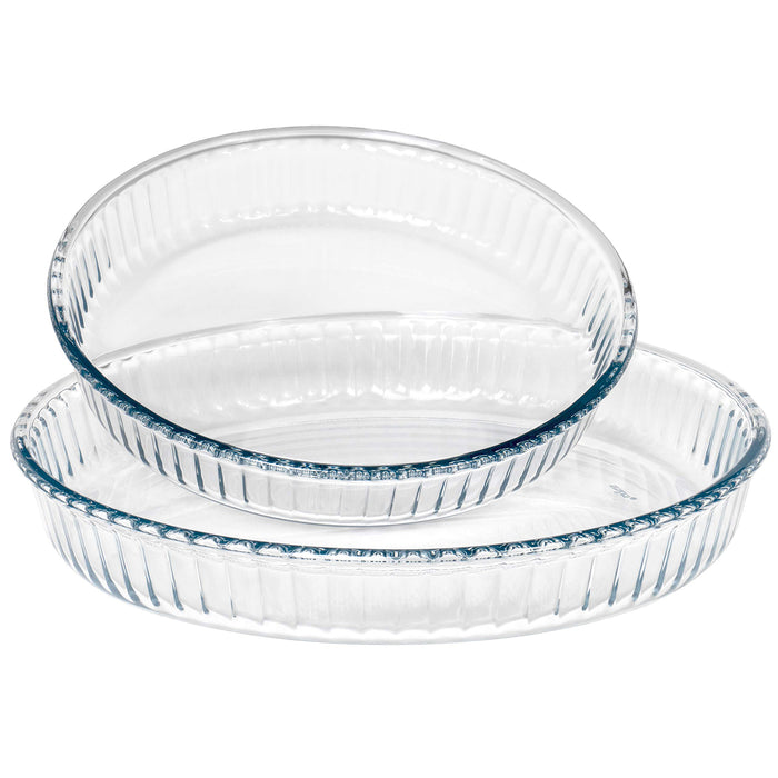 Red Co. Heat Resistant Cake and Pie Glass Dish, Set of 2