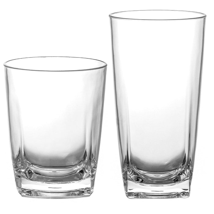 Red Co. Set of 12 Heavy Duty Clear Classic Acrylic Outdoor Mixed Drinkware Tumblers, 17 Fl Oz Lowball and 22 Fl Oz Highball Glasses