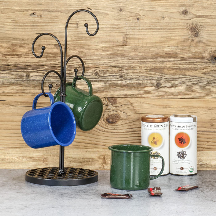 Red Co. Curved Tree 4 Arm Metal Kitchen Stand Cups and Mugs Holder in Black Finish - 16"