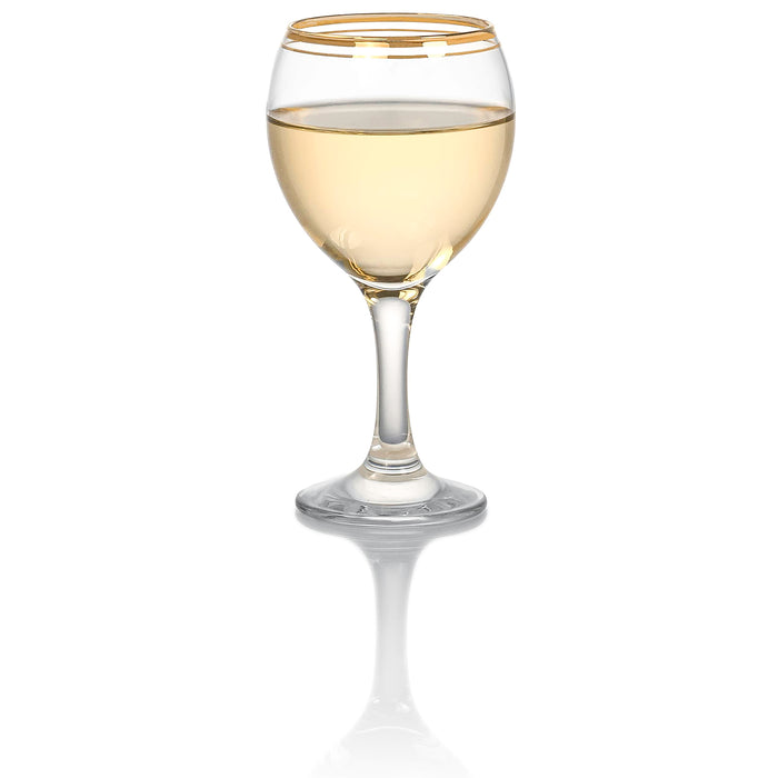 Red Co. Set of 6 Clear Glass 6.75 fl oz Stemmed All-Purpose White Wine Goblets with Golden Rims
