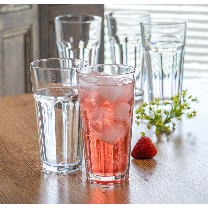 Red Co. Set of 6 Clear Glass 16 Fl Oz Drinking Highball Tumblers for Water, Juice, Beer, Cocktails