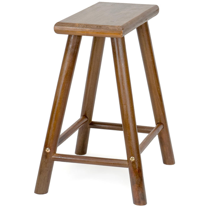 Red Co. 17” Tall Decorative Rectangular Top Rubberwood Stool Display Plant Stand Table, Brown