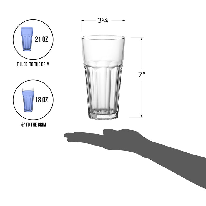 Red Co. Set of 4 Clear Glass 22 Fl Oz Drinking Highball Tumblers for Water, Juice, Beer, Cocktails
