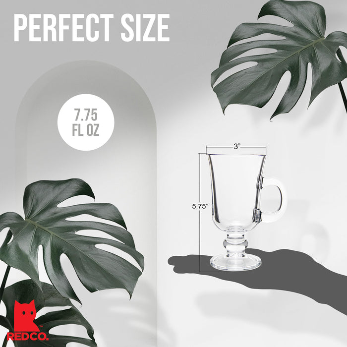 Red Co. Original Footed Clear Glass Irish Coffee Mug, Set of 6-7.75 Ounce