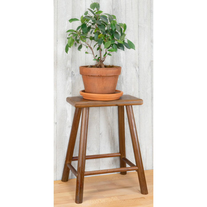 Red Co. 17” Tall Decorative Rectangular Top Rubberwood Stool Display Plant Stand Table, Brown