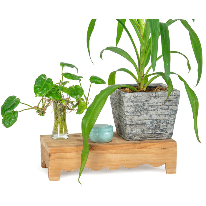 Red Co. Set of 2 Decorative 15.75” to 12.75” Rustic Wooden Stackable Pedestal Stands, Natural Brown