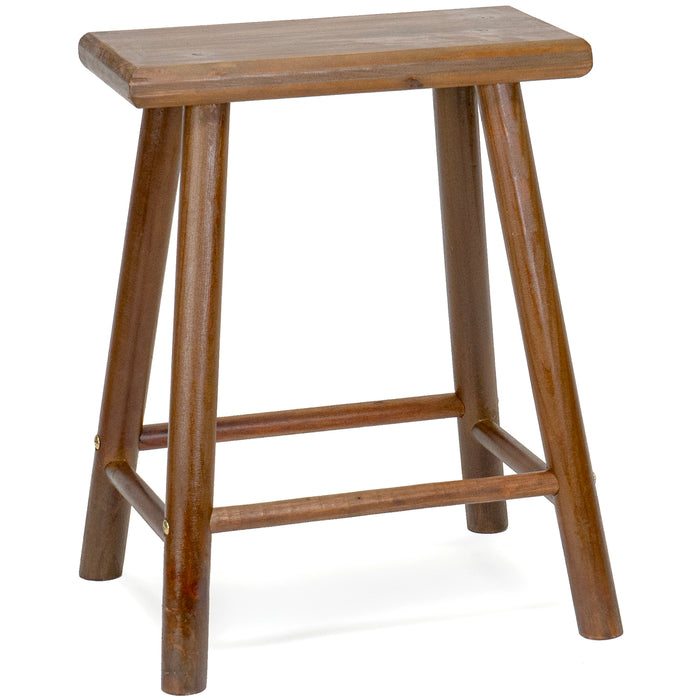 Red Co. 17.5” Tall Decorative Rectangular Top Wooden Stool Display Plant Stand Table, Brown