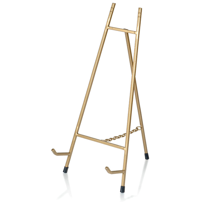 Red Co. 15” Tall Modern Metal Tripod Plate Stand and Art Holder Easel, Gold
