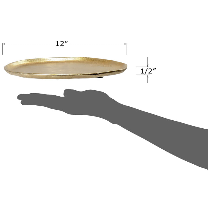 Red Co. 12” Dia Decorative Uneven Round Textured Metal Centerpiece Plate Tray, Gold Visit the Red Co. Store