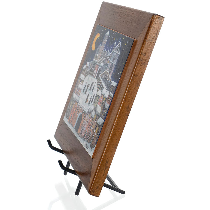 Red Co. 12” Tall Decorative Modern Metal Plate Stand and Art Holder Easel in Black Finish