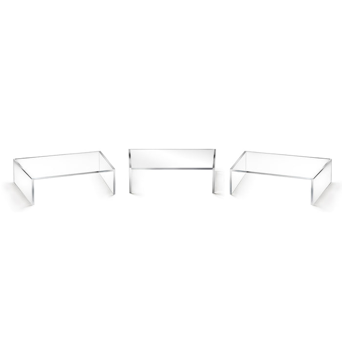Red Co. Set of 3 Modern Clear Acrylic Desktop Computer Monitor Stands with Adjustable Length & Angle, 14.7” x 9” x 4”