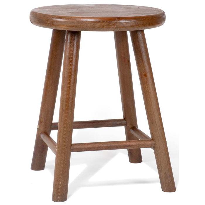 Red Co. 16.5” Tall Decorative Round Top Rubberwood Stool Display Plant Stand Table, Brown