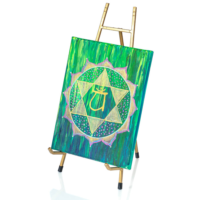 Red Co. 15” Tall Modern Metal Tripod Plate Stand and Art Holder Easel, Gold