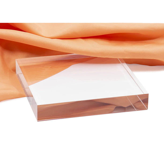 Red Co. Crystal Clear Polished Solid Acrylic Cube Jewelry Display Stand Pedestal Riser, 1” x 6” x 6”