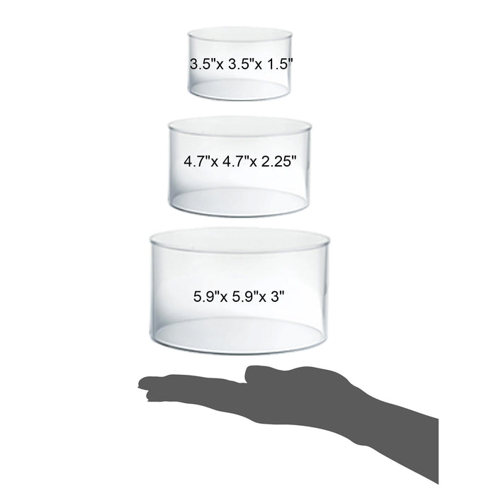 Red Co. Set of 3 Sizes Acrylic Round Cylinder Display Nesting Riser Stands with Hollow Bottoms