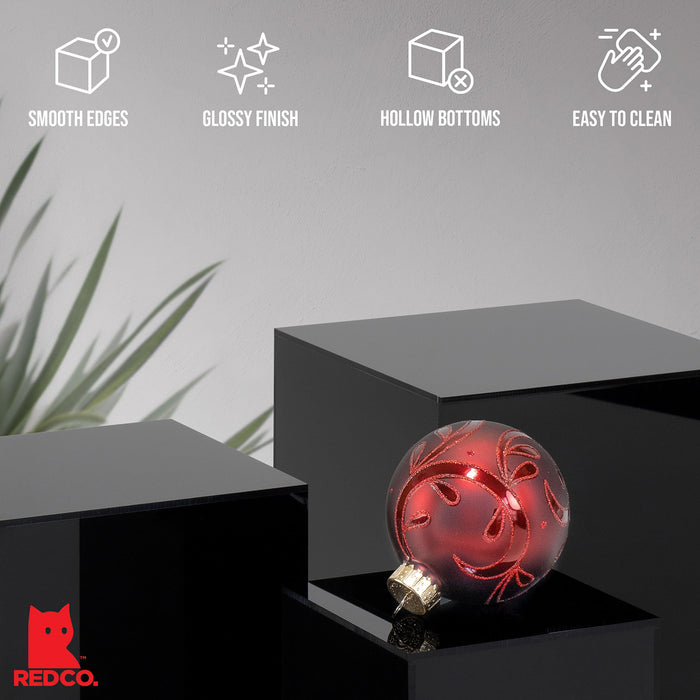 Red Co. Set of 3 Crystal Clear Acrylic Cube Display Nesting Riser Stands with Hollow Bottoms