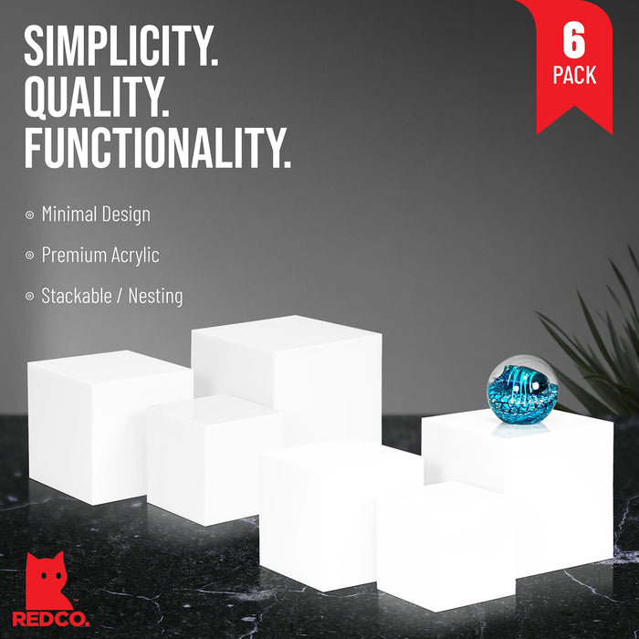 Red Co. Set of 3 Crystal Clear Acrylic Cube Display Nesting Riser Stands with Hollow Bottoms