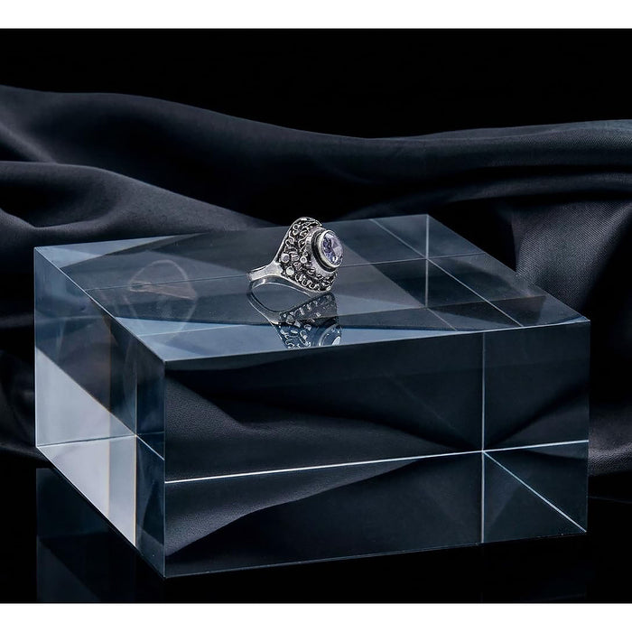 Red Co. Crystal Clear Polished Solid Acrylic Cube Jewelry Display Stand Pedestal Riser