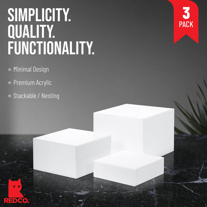 Red Co. Set of 3 Acrylic Cube Display Nesting Risers with Hollow Bottoms