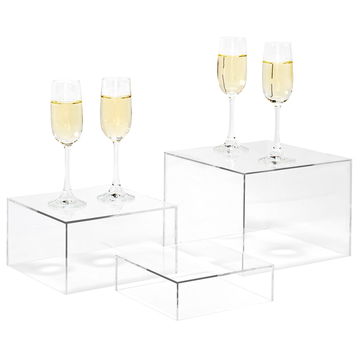 Red Co. Set of 3 Acrylic Cube Display Nesting Risers with Hollow Bottoms