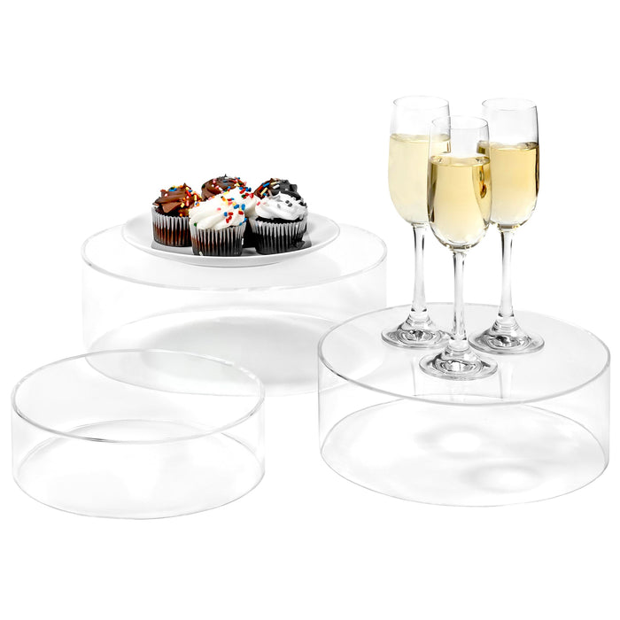 Red Co. Set of 3 Sizes Acrylic Round Cylinder Display Nesting Riser Stands with Hollow Bottoms