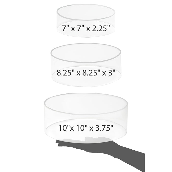 Red Co. Set of 3 Sizes Acrylic Round Cylinder Display Nesting Riser Stands with Hollow Bottoms