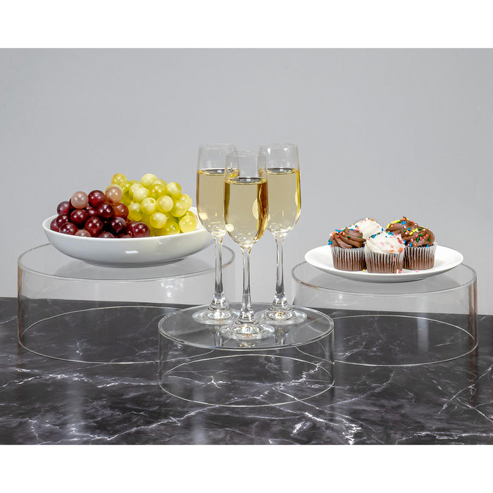 Red Co. Set of 3 Sizes Acrylic Round Cylinder Display Nesting Riser Stands with Hollow Bottoms