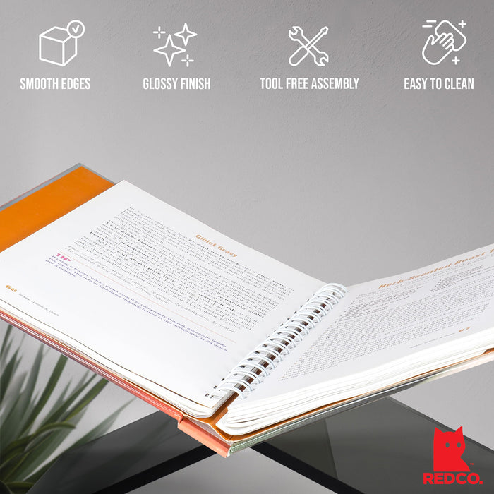 Red Co. Acrylic Book Holder 2 Piece Reading Stand for Open and Closed Books, Magazines, Textbooks 6" x 11" x 6"