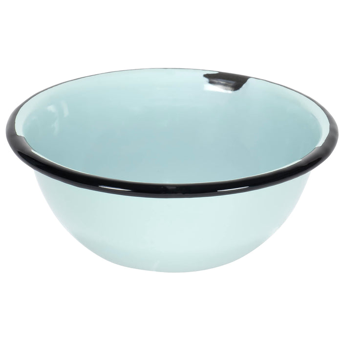 Red Co. Set of 4 Enamelware Metal Classic 20 oz Round Cereal Bowl, Distressed/Black Rim