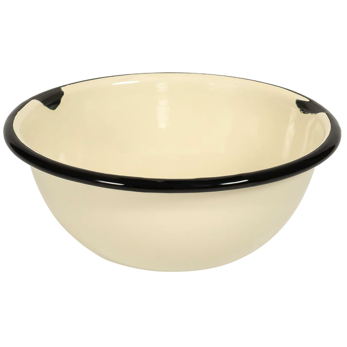 Red Co. Set of 4 Enamelware Metal Classic 20 oz Round Cereal Bowl, Distressed/Black Rim