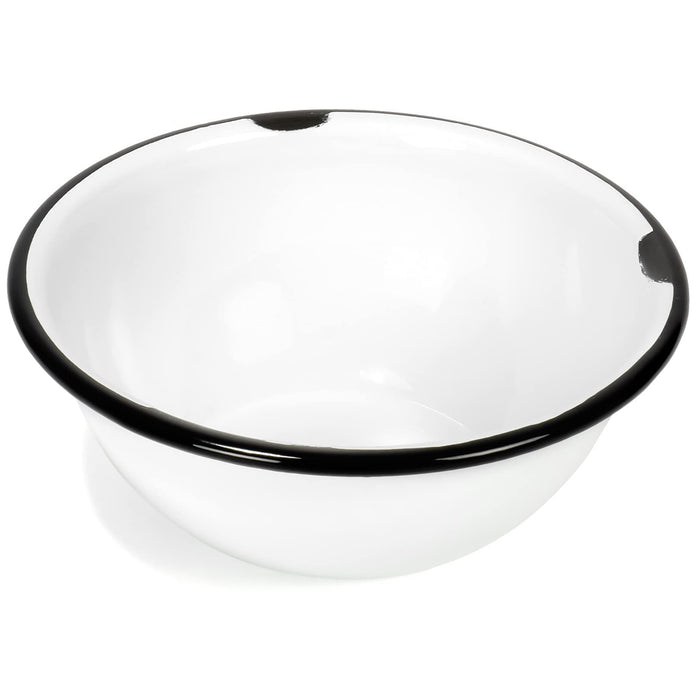 Red Co. Set of 4 Enamelware Metal Classic 20 oz Round Cereal Bowl, Distressed/Black Rim