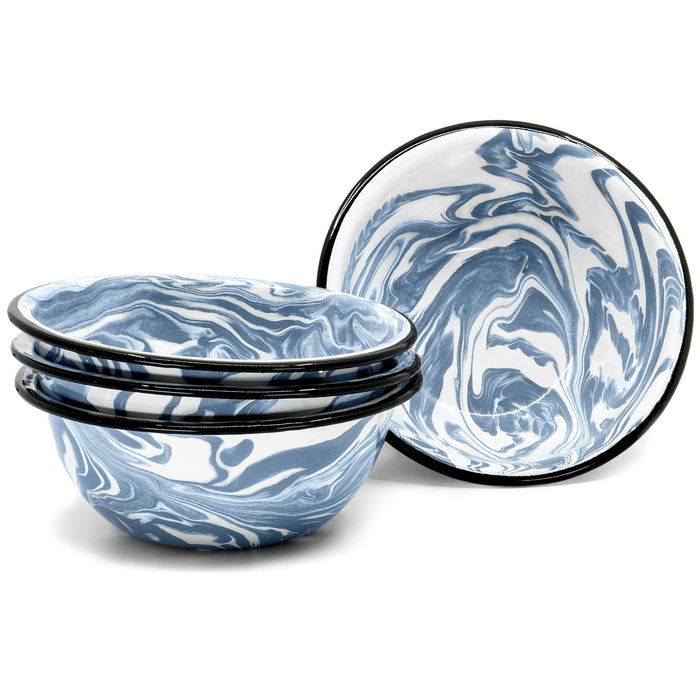 Red Co. Set of 4 Enamelware Metal Classic 20 oz Round Cereal Bowl, Swirl Design