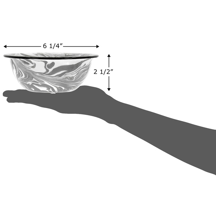 Red Co. Set of 4 Enamelware Metal Classic 20 oz Round Cereal Bowl, Swirl Design