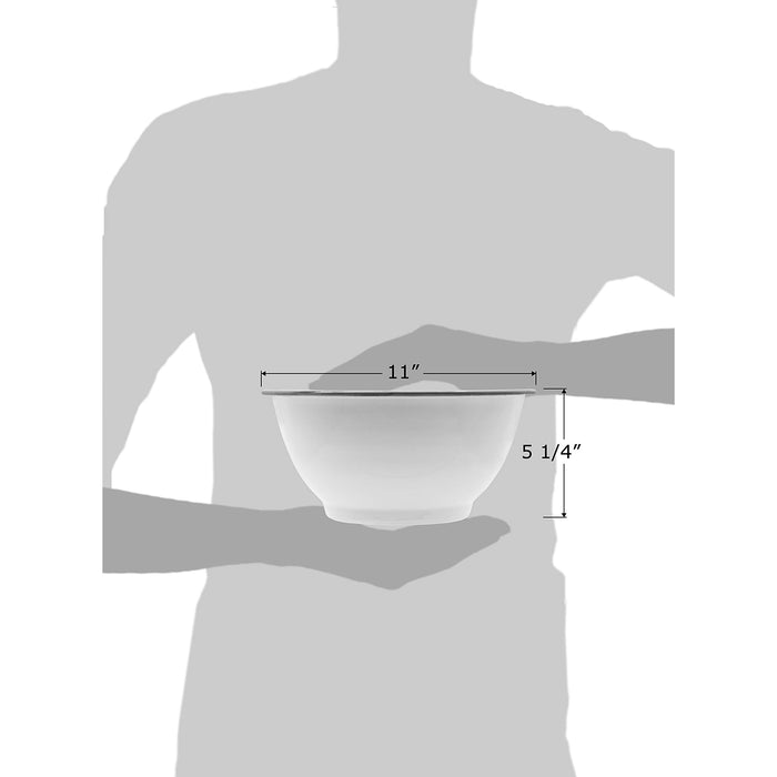 Red Co. Set of 2 Enamelware Metal Large Classic 4 quart Round Salad Serving Bowl, Solid White/Color Rim