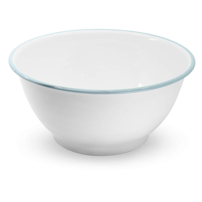 Red Co. Set of 2 Enamelware Metal Large Classic 4 quart Round Salad Serving Bowl, Solid White/Color Rim