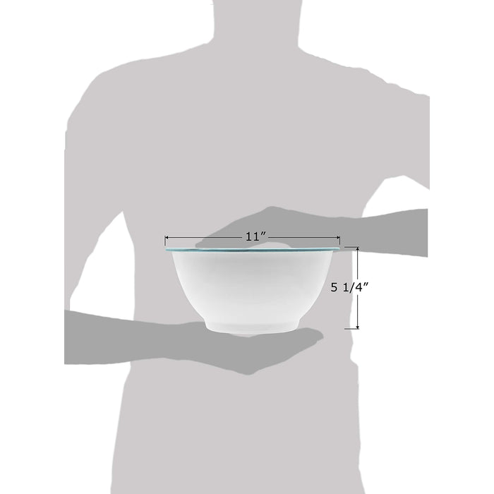 Red Co. Set of 2 Enamelware Metal Large Classic 4 quart Round Salad Serving Bowl, Solid White/Color Rim