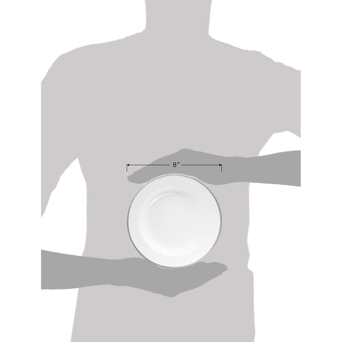 Red Co. Set of 4 Enamelware Metal Classic 8" Round Salad Plate, Solid White/Color Rim