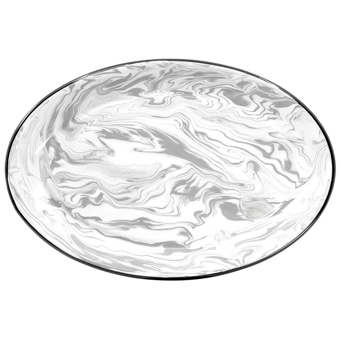 Red Co. Enamelware Metal Classic 13 inch Serving Oval Tray Platter, Swirl Design