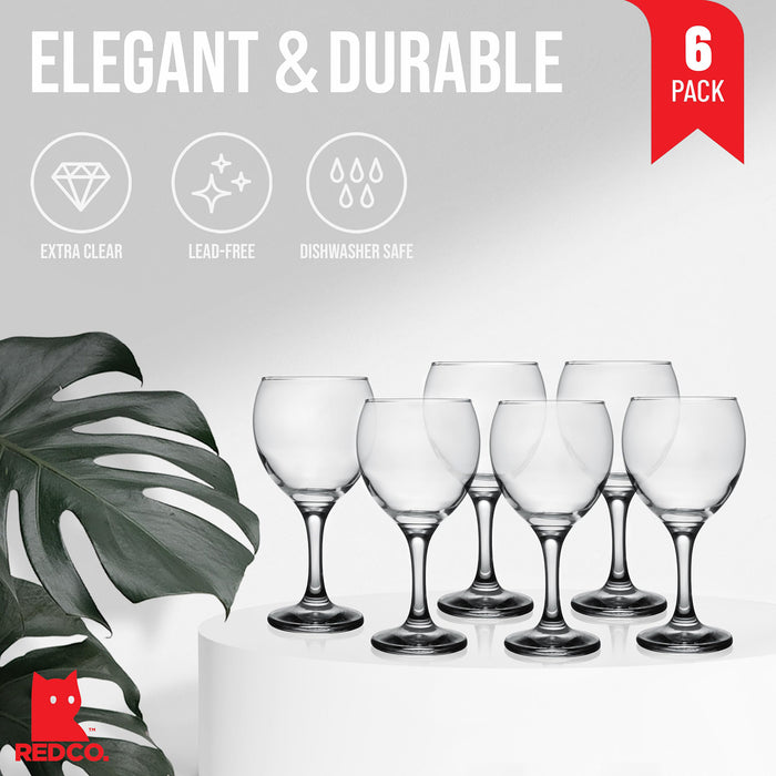 Classic Crystal Clear Stemmed White Wine Glass, 8 Ounce - Set of 6