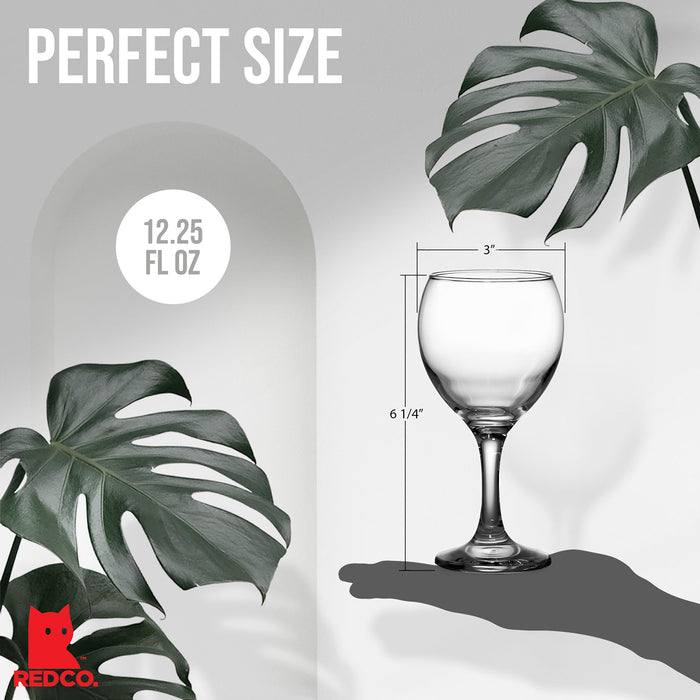 Red Co. Multipurpose Classic Stemmed Clear Wine Glasses, 12.25 fl oz — Set of 4
