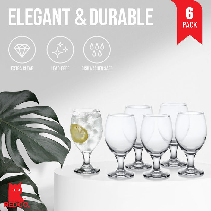 Belluno Classic Clear Glasses for Water, Juice, Liquor - Wine Goblets - Set of 6 (13.5 Ounces)