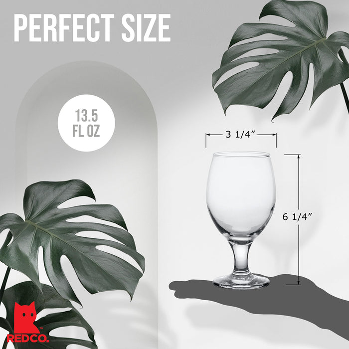 Belluno Classic Clear Glasses for Water, Juice, Liquor - Wine Goblets - Set of 6 (13.5 Ounces)