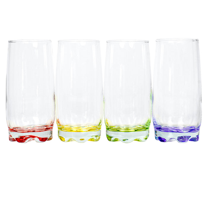 Red Co. Vibrant Splash Water, Beverage Highball Glasses, 13.25 Ounce - Set of 4