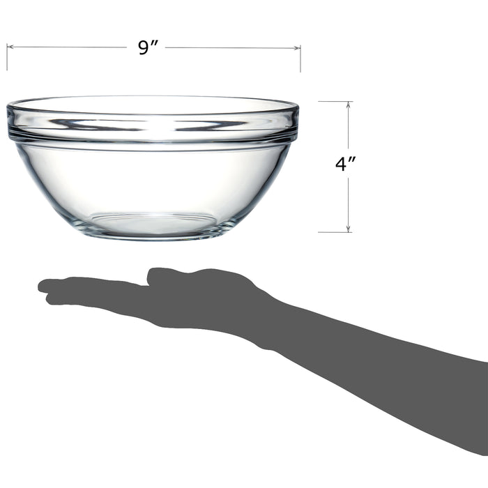 Red Co. Fully Tempered Clear Glass Mixing Bowl with Safety Rim