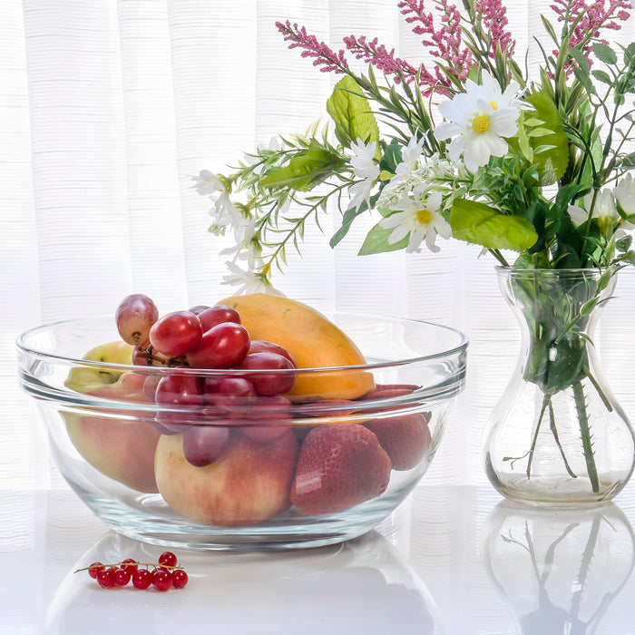 Red Co. Fully Tempered Clear Glass Mixing Bowl with Safety Rim